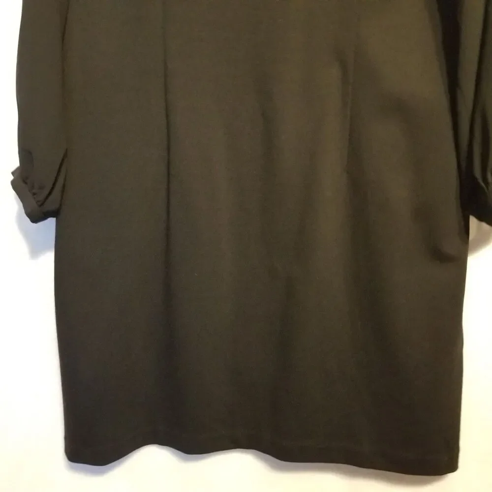 Talbots 10 Dress Black Sheer Sleeves Mock Neck Shift Short Mod Retro Whimsigoth